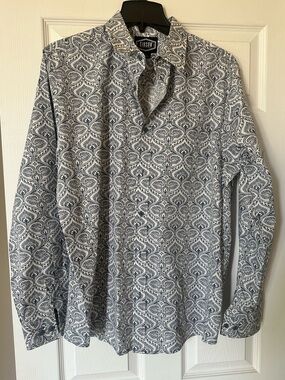 Gibson Navy and White Paisley Button-Up Shirt men’s size large